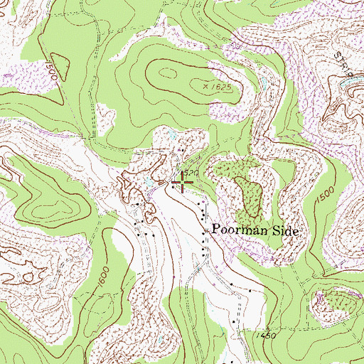 Topographic Map of Poorman Side School (historical), PA
