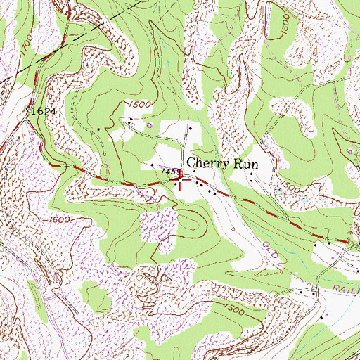 Topographic Map of Cherry Run School, PA