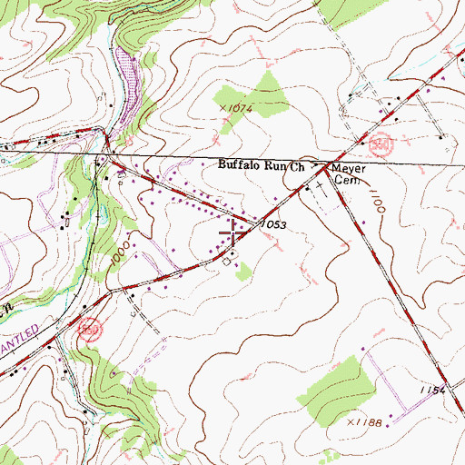 Topographic Map of Hunter Park, PA