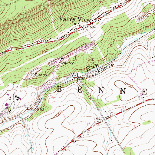 Topographic Map of Stevens, PA