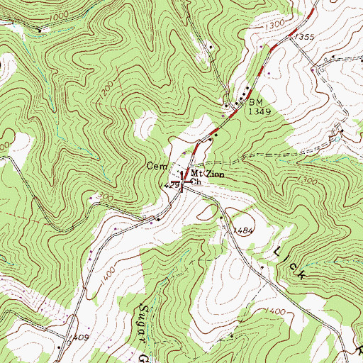 Topographic Map of Union Church (historical), PA