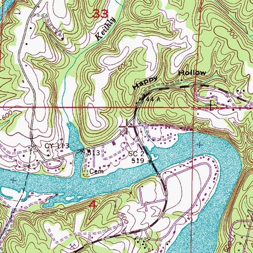 Topographic Map of Happy Hollow, AL