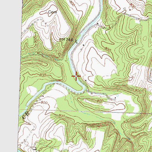 Topographic Map of Pleasant Bank School (historical), PA