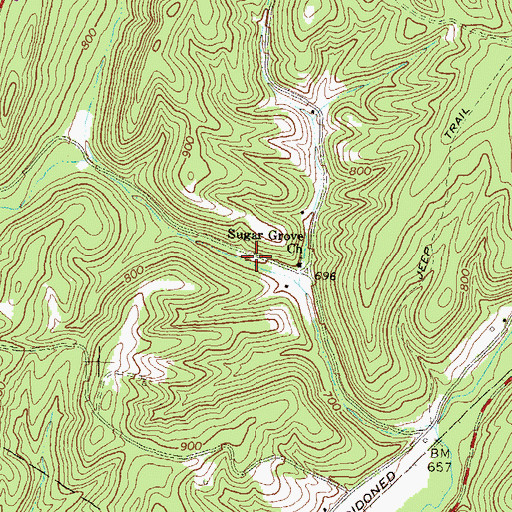 Topographic Map of Sugar Grove School, PA