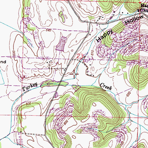 Topographic Map of Happy Hollow, AL