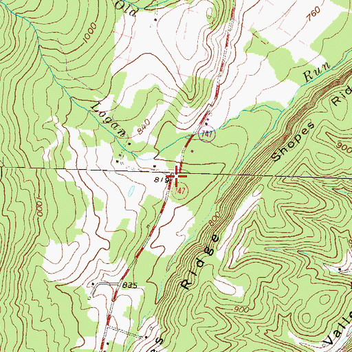 Topographic Map of Whitsel School (historical), PA