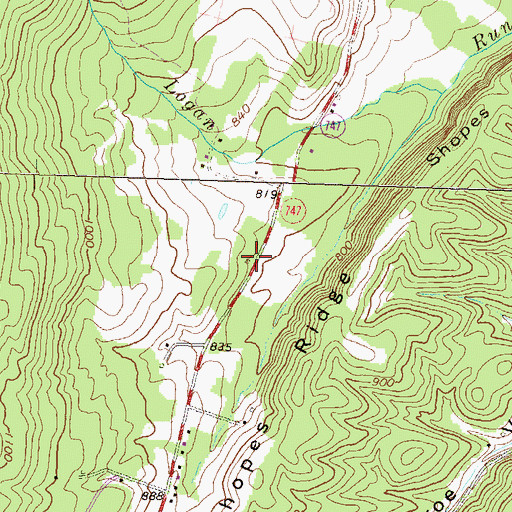 Topographic Map of Hill Valley Church (historical), PA