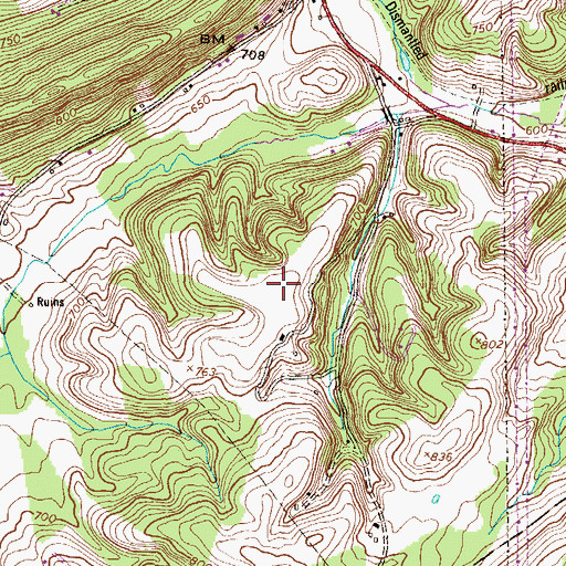 Topographic Map of New Bloomfield Airport (historical), PA