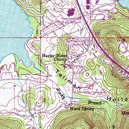 Topographic Map of Happy Home Church, AL