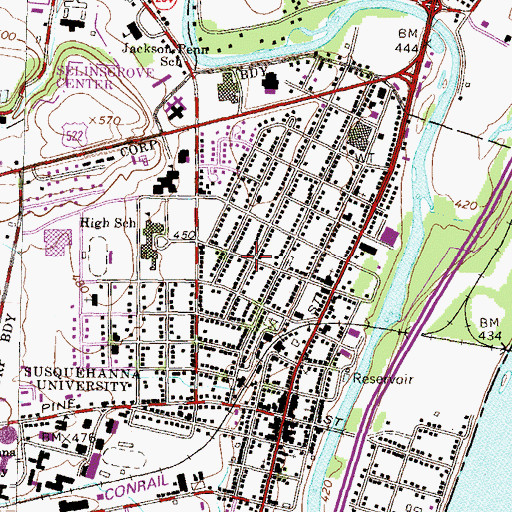 Topographic Map of Dogtown, PA