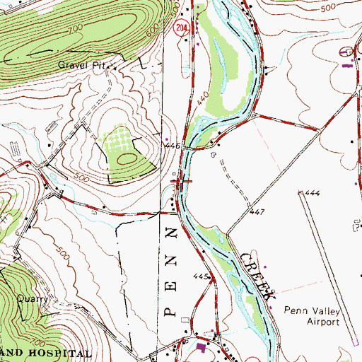 Topographic Map of Selinsgrove Creek, PA