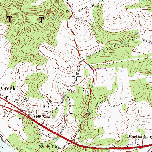 Topographic Map of Martins School, PA