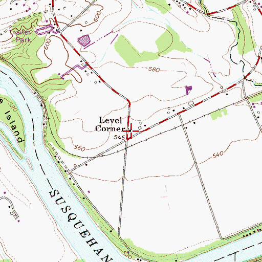 Topographic Map of Level Corner School, PA