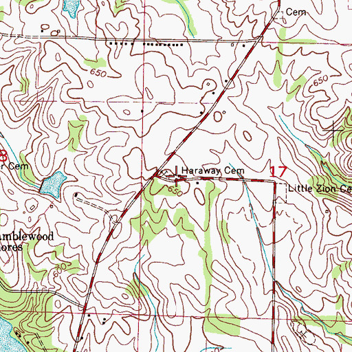 Topographic Map of Haraway Cemetery, AL