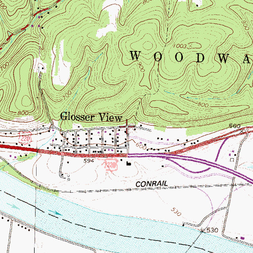 Topographic Map of Stewart School (historical), PA