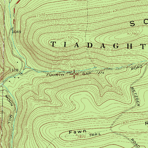 Topographic Map of Fourth Gap, PA