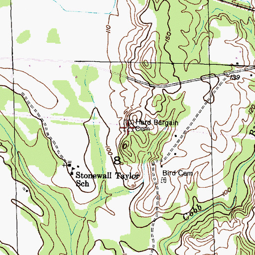 Topographic Map of Hard Bargain Cemetery, AL