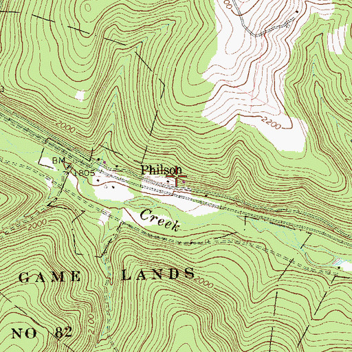 Topographic Map of Philson, PA