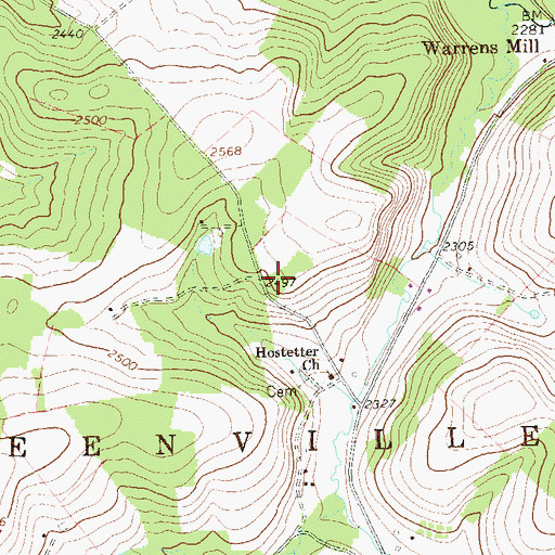Topographic Map of Hostetter School, PA
