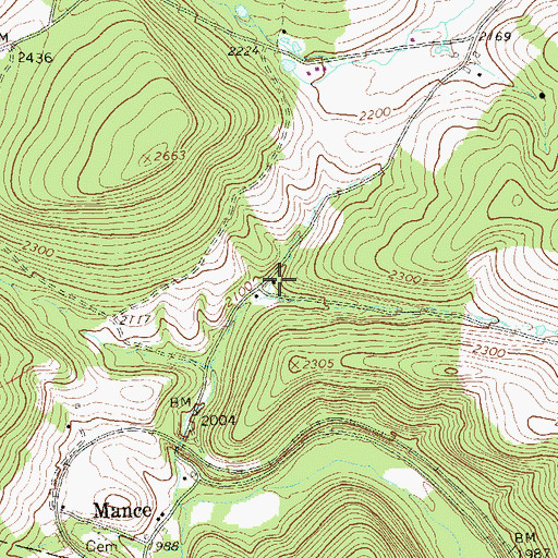 Topographic Map of Bowman School, PA