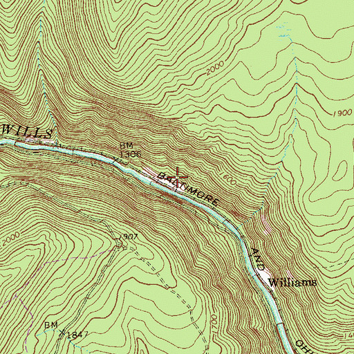 Topographic Map of Welch Station, PA