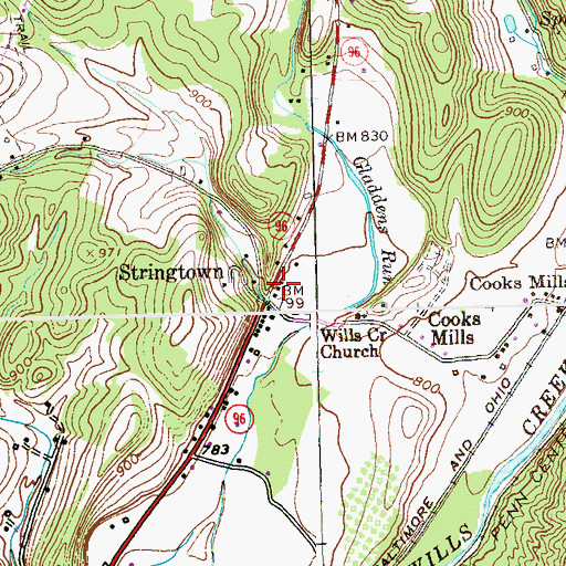 Topographic Map of Crossroads School, PA