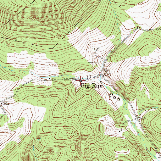 Topographic Map of Big Run School, PA