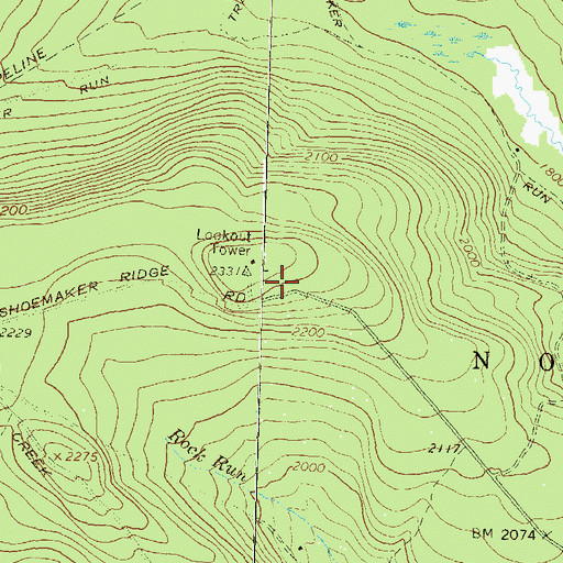 Topographic Map of Coffin Rocks Tower (historical), PA