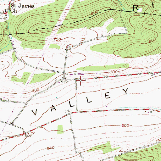 Topographic Map of Pfoutz Valley, PA
