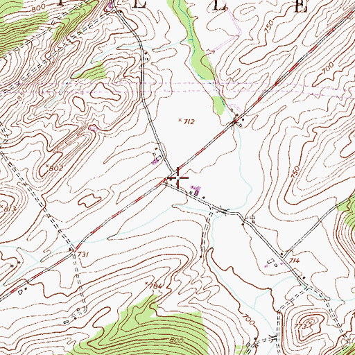 Topographic Map of Irvine School, PA