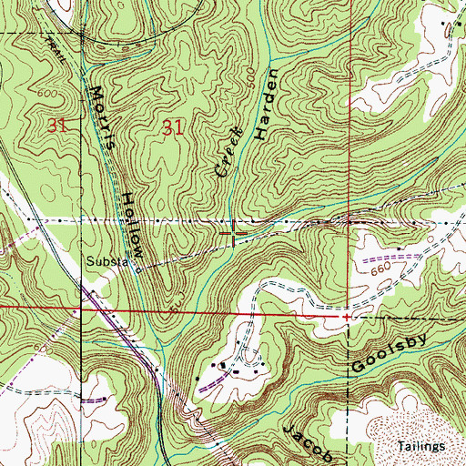 Topographic Map of Harden Hollow, AL