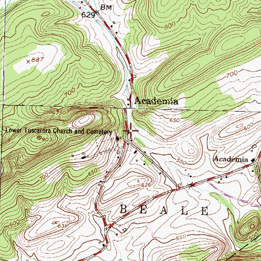 Topographic Map of Academia School, PA
