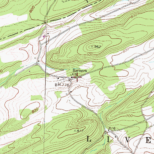 Topographic Map of Barners School, PA