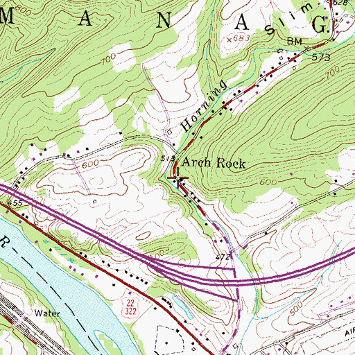 Topographic Map of Arch Rock School, PA