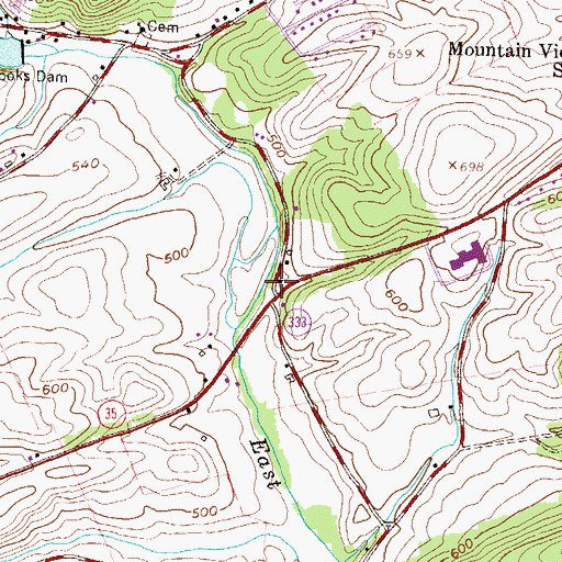 Topographic Map of Locust Grove School, PA
