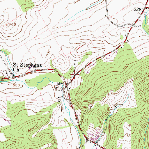 Topographic Map of Red Bank School, PA