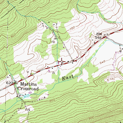 Topographic Map of Maple Grove School, PA