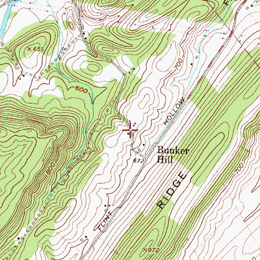Topographic Map of Bunker Hill School, PA