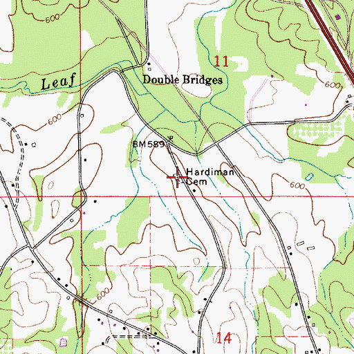 Topographic Map of Hardiman Cemetery, AL