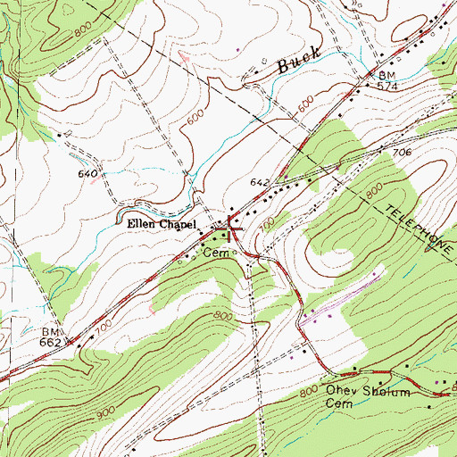 Topographic Map of Aurand School, PA