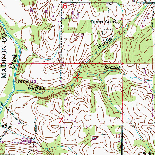 Topographic Map of Hardin Branch, AL