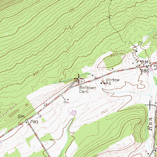 Topographic Map of Belltown School, PA