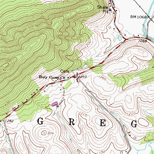 Topographic Map of Polk Hill School, PA
