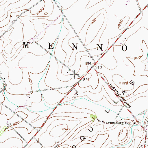 Topographic Map of King School, PA