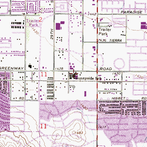 Topographic Map of Sunnyside School, AZ