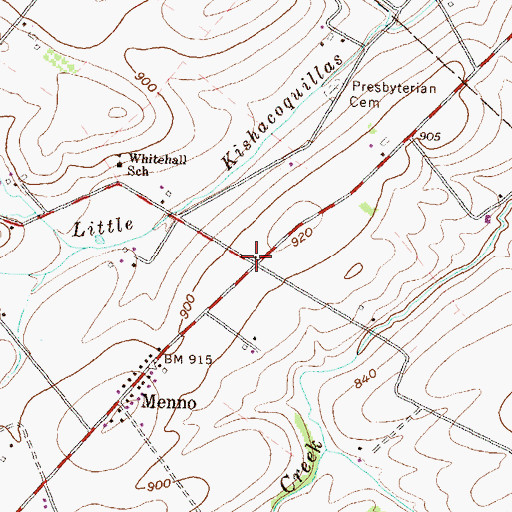 Topographic Map of Whitehall School, PA