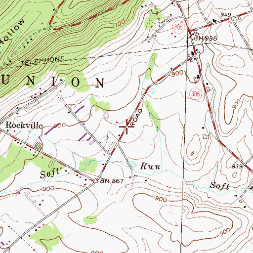 Topographic Map of Sample School, PA