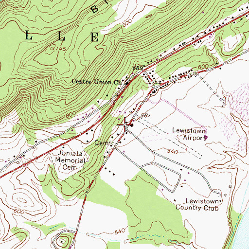 Topographic Map of Center School, PA