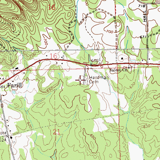 Topographic Map of Hardman Cemetery, AL