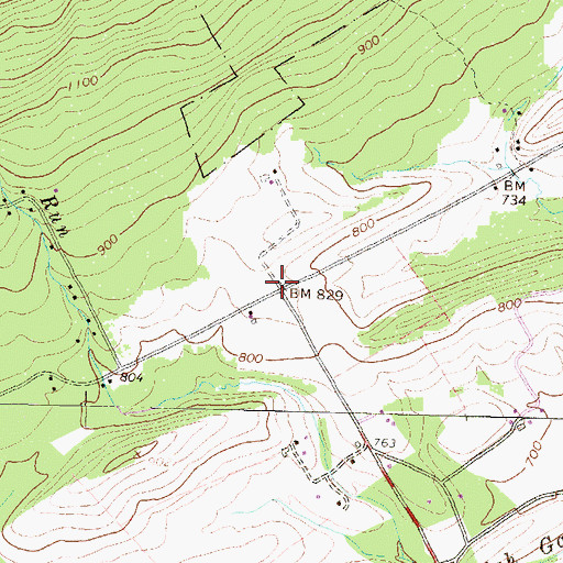 Topographic Map of Mountain Dale School (historical), PA